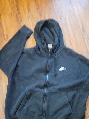Nike Black Zip Hoodie with White Swoosh